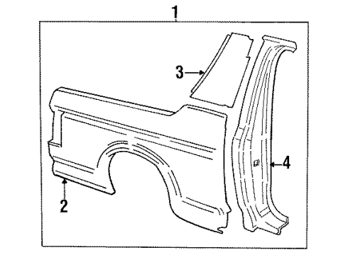 1996 Ford Bronco Quarter Panel & Components Diagram