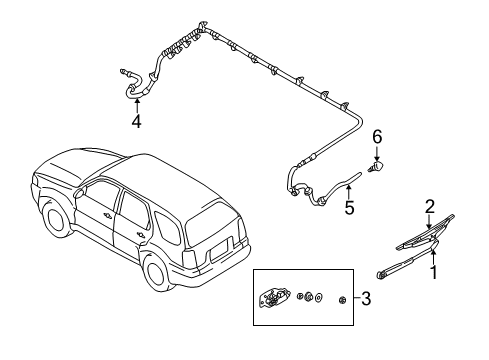 2007 Ford Escape Lift Gate - Wiper & Washer Components Diagram