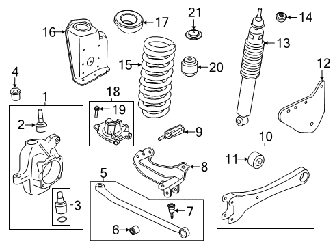 2019 Ford F-350 Super Duty Front Suspension Components, Stabilizer Bar Diagram