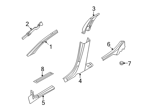 2007 Mercury Milan Interior Trim - Pillars, Rocker & Floor Diagram