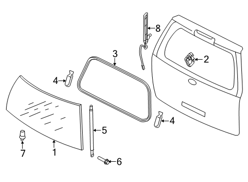 2011 Lincoln Navigator Lift Gate - Glass & Hardware Diagram