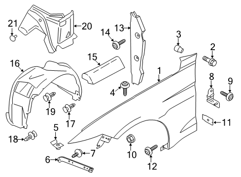 2015 Ford Mustang Fender & Components Diagram