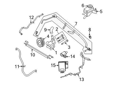 2009 Ford Taurus X P/S Pump & Hoses, Steering Gear & Linkage Diagram 2 - Thumbnail