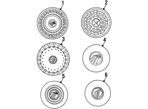 1999 Mercury Grand Marquis Wheel Cover Diagram for F8MZ-1130-BA