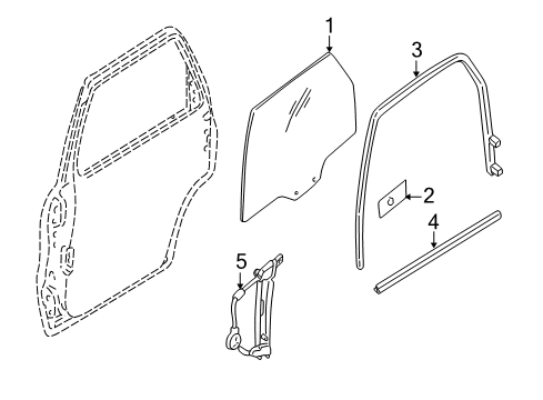 2007 Ford Escape Rear Door - Glass & Hardware Diagram