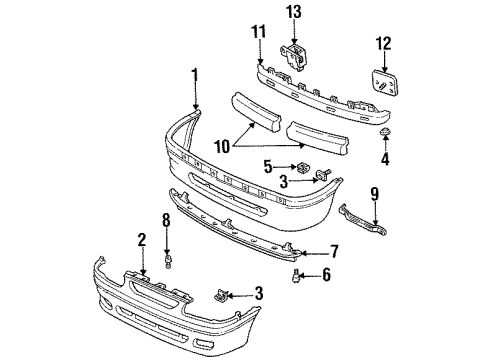 1995 Ford Aspire Bracket License Plate Diagram for F4BZ17A385A