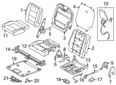 2017 Ford Explorer Rear Seat Cushion Pad Diagram for BB5Z-7863840-C