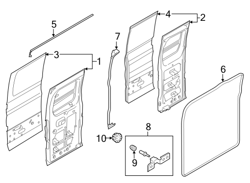 2023 Ford E-Transit Door & Components Diagram