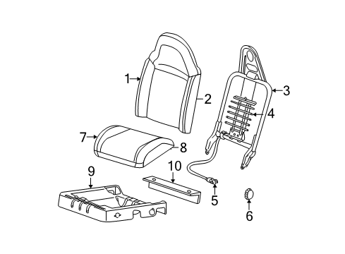 2008 Ford Ranger Seat Back Cover Assembly Diagram for 6L5Z-1064416-CC