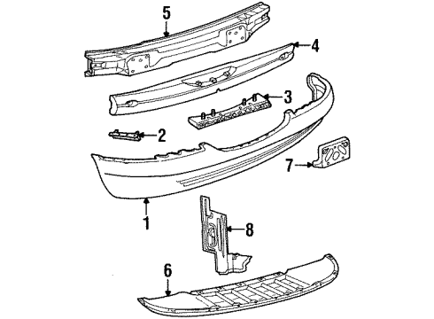 1997 Lincoln Mark VIII Bumper Assembly Front Diagram for F7LZ17757AA