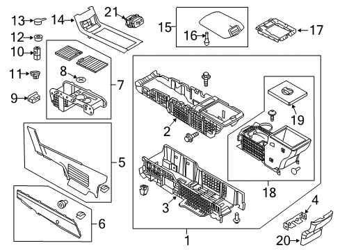 2014 Lincoln MKT Armrest Assembly - Console Diagram for DE9Z-7406024-BB