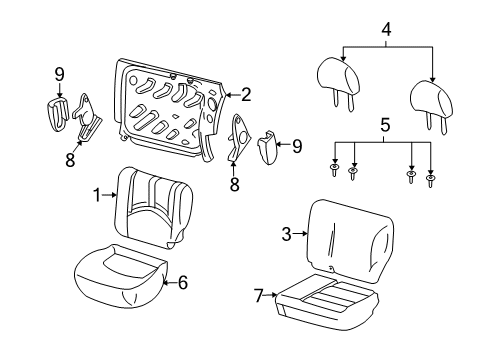 2002 Ford Escape Pad Rear Seat Cushion Diagram for YL8Z7863840BA