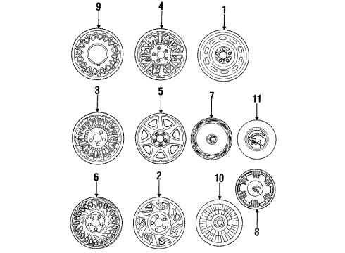 1997 Mercury Cougar Wheel Assembly Diagram for F4WY1007B