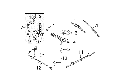 2010 Mercury Mariner Windshield - Wiper & Washer Components Diagram 1 - Thumbnail