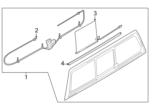 2023 Ford F-350 Super Duty Glass & Hardware - Back Glass Diagram