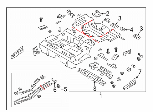 2014 Ford Fusion Rear Floor & Rails Diagram