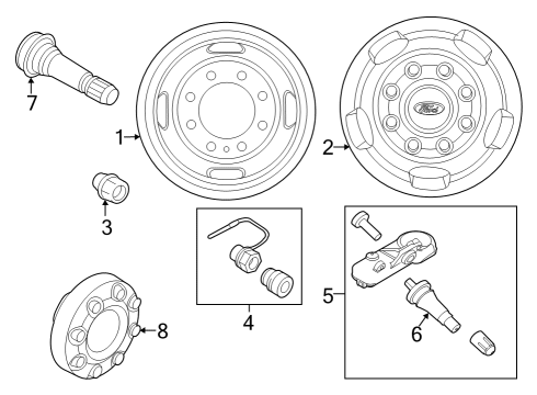 2024 Ford F-350 Super Duty Wheels Diagram 3 - Thumbnail