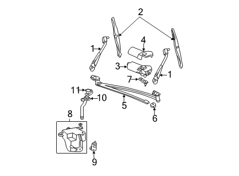 2004 Ford E-150 Wiper & Washer Components, Body Diagram