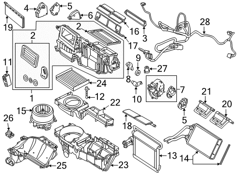 2011 Lincoln MKZ A/C Evaporator & Heater Components Diagram