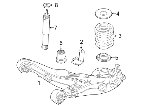 2023 Ford E-Transit Rear Suspension, Lower Control Arm, Stabilizer Bar, Suspension Components Diagram