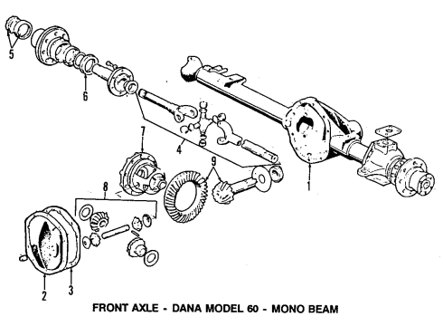 1989 Ford F-350 Front Axle, Differential, Propeller Shaft Diagram