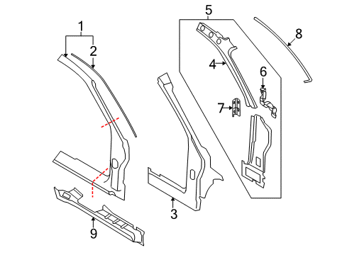 2008 Ford Focus Hinge Pillar, Rocker Diagram