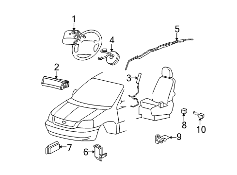 2007 Ford Freestar Air Bag Components Diagram