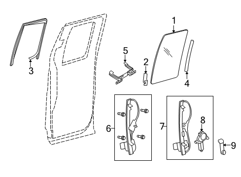 2009 Ford F-150 Rear Door - Glass & Hardware Diagram