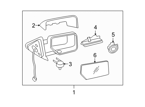 2007 Ford Expedition Glass Assembly - Rear View Outer Mirror Diagram for 7L1Z-17K707-A