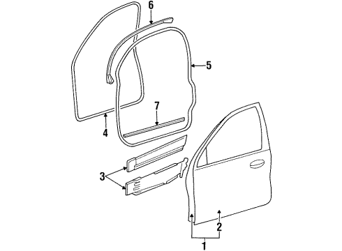 1997 Mercury Sable Front Door, Body Diagram