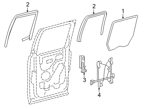 2005 Ford F-150 Rear Door - Glass & Hardware Diagram