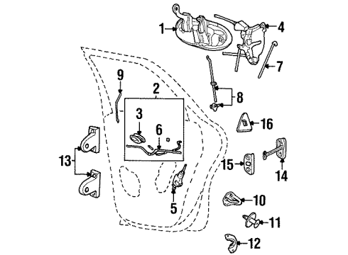 1996 Ford Taurus Ctch-Rear Door Front Opg Diagram for F6DZ-54250A04-A