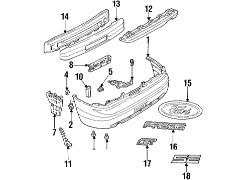 1994 Ford Probe RETAINER Diagram for F32Z17C756J