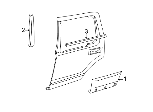 2003 Lincoln Aviator Exterior Trim - Rear Door Diagram