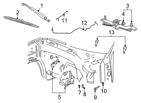 2008 Ford Expedition Windshield - Wiper & Washer Components Diagram