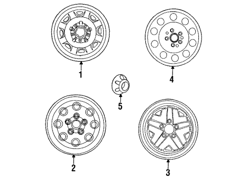 1987 Ford Ranger Wheels, Covers & Trim Diagram