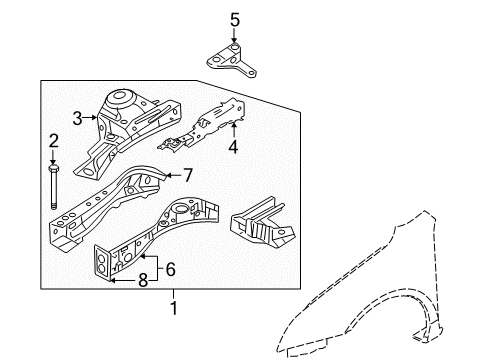 2010 Mercury Milan Structural Components & Rails Diagram