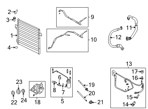 2009 Ford Explorer A/C Condenser, Compressor & Lines Diagram