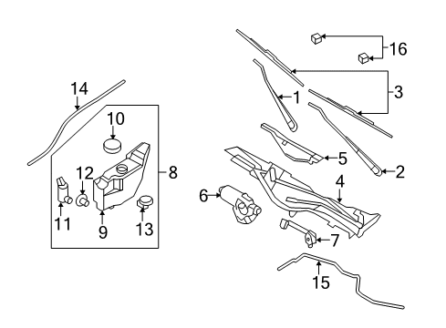 2007 Ford Crown Victoria Reservoir - Windshield Washer Diagram for 8W7Z-17618-B