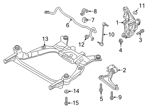 2018 Ford Fusion Front Suspension Components, Lower Control Arm, Stabilizer Bar Diagram