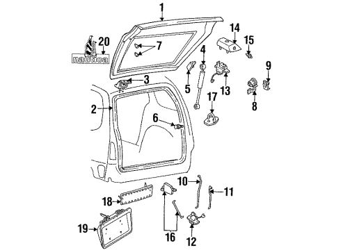 1995 Mercury Villager Plate - Door Lock Striker Diagram for F3XY-12404B12-A