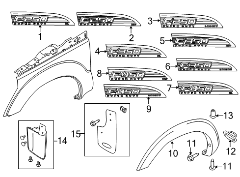 2015 Ford F-350 Super Duty Exterior Trim - Fender Diagram