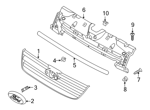 2011 Ford Transit Connect Grille & Components Diagram