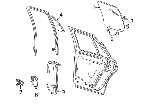 2011 Ford Crown Victoria Run Assembly - Glass Diagram for 2W7Z-5426870-AA