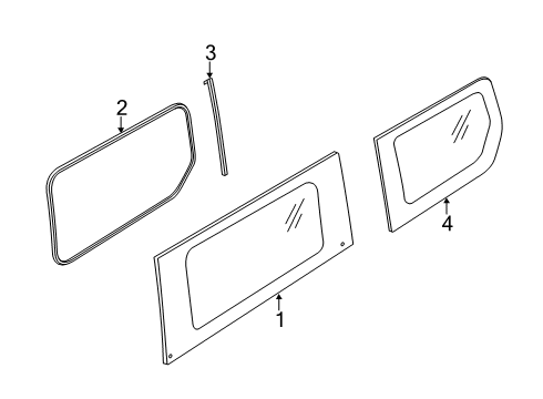 2023 Ford Transit Connect Glass - Side Panel Diagram