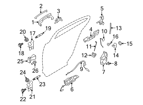 2011 Lincoln MKS Rear Door - Lock & Hardware Diagram