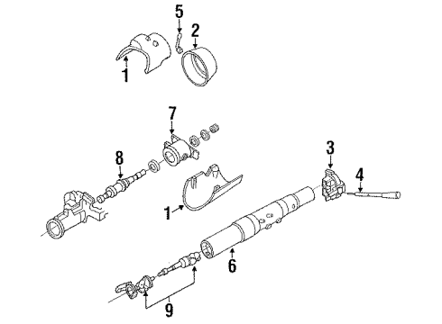 1985 Ford Bronco II Steering Column Housing & Components, Shaft & Internal Components, Shroud, Switches & Levers Diagram