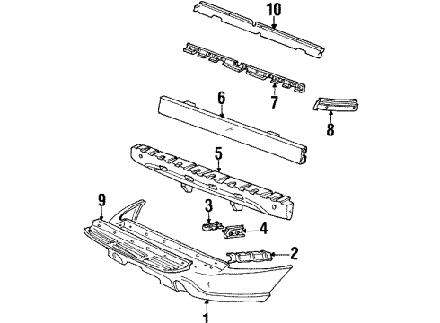 1999 Lincoln Navigator Bumper Assembly - Rear Diagram for YL7Z-17906-AA