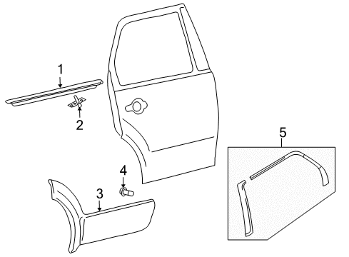 2008 Ford Taurus X Exterior Trim - Rear Door Diagram