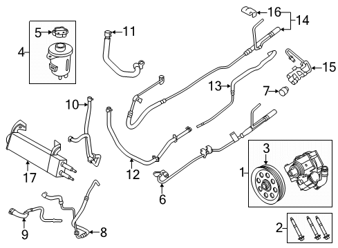 2019 Ford F-350 Super Duty P/S Pump & Hoses, Steering Gear & Linkage Diagram